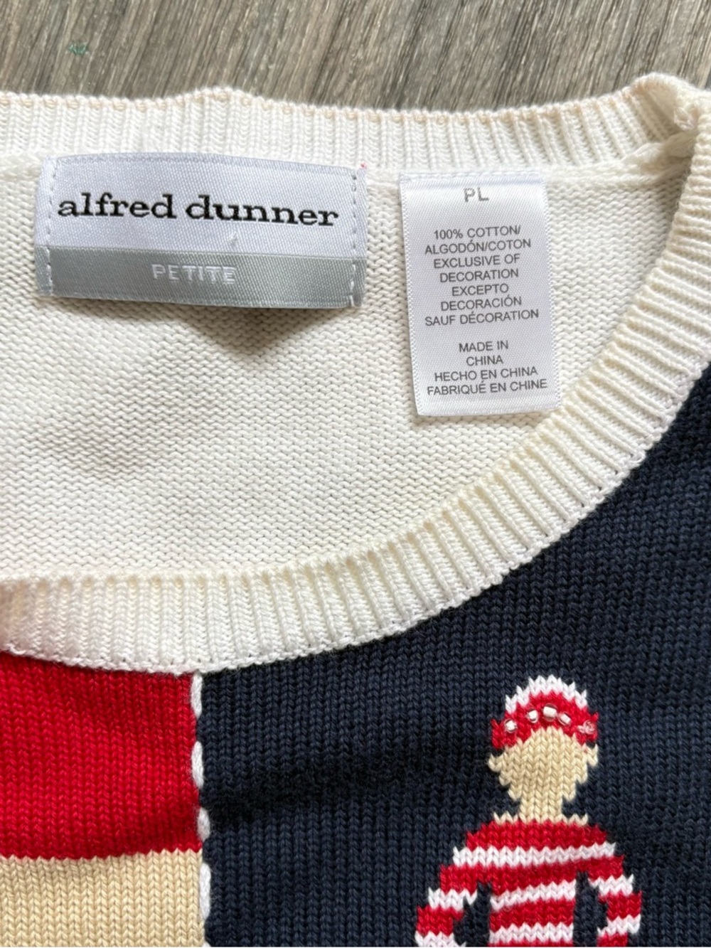 VTG Alfred Dunner flag patchwork sweater nautical - Picture 2 of 4